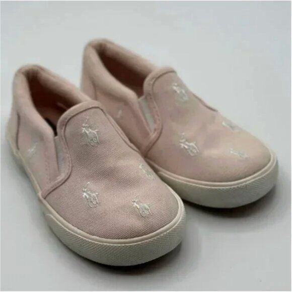 Polo Ralph Lauren Light Pink Allover Pony Slip On Sneakers Size 10 - Picture 1 of 9